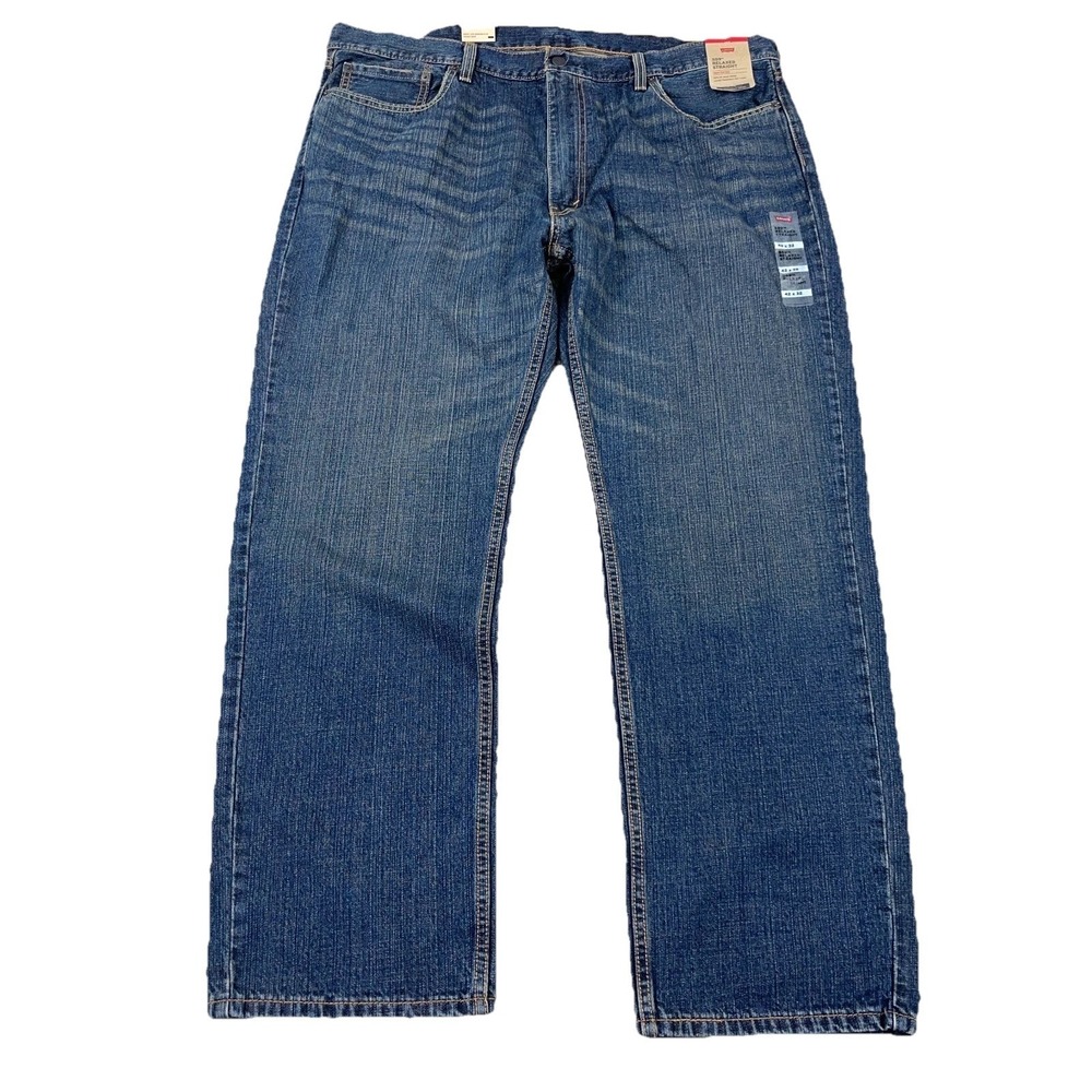 Levis 559 Jeans Men 42x32 Straight Leg Loose Fit Baggy Dark Wash Faded Whiskered
